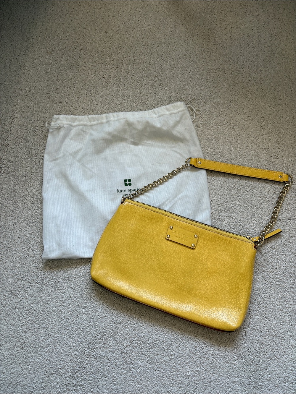 kate spade Yellow Leather Chain Shoulder Bag with Gold-Tone Hardware
